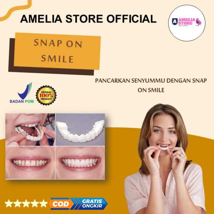 Snap On Smile Veener Gigi Palsu 1 Set Atas Bawah Instan Ori