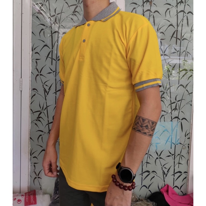 kaos polo kerah Pendek Dewasa M,L,XL,XXL / T-shirt / Pakain Pria / Kaos kerah / Polo Tshirt-Kuning