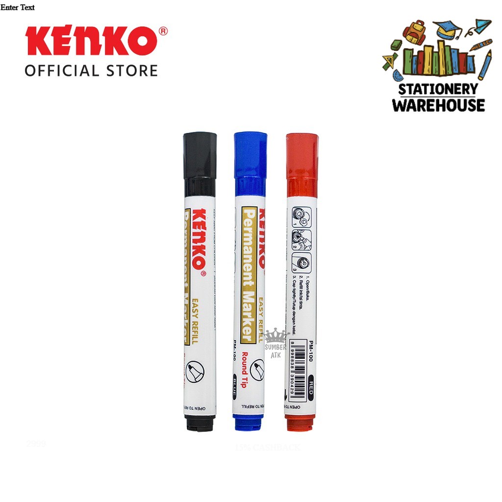 

KENKO SPIDOL PERMANENT MARKER PM-100 HITAM BIRU MERAH