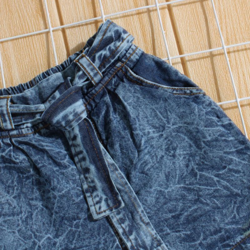 Celana jeans pendek anak perempuan , Hotpants pita anak cewek