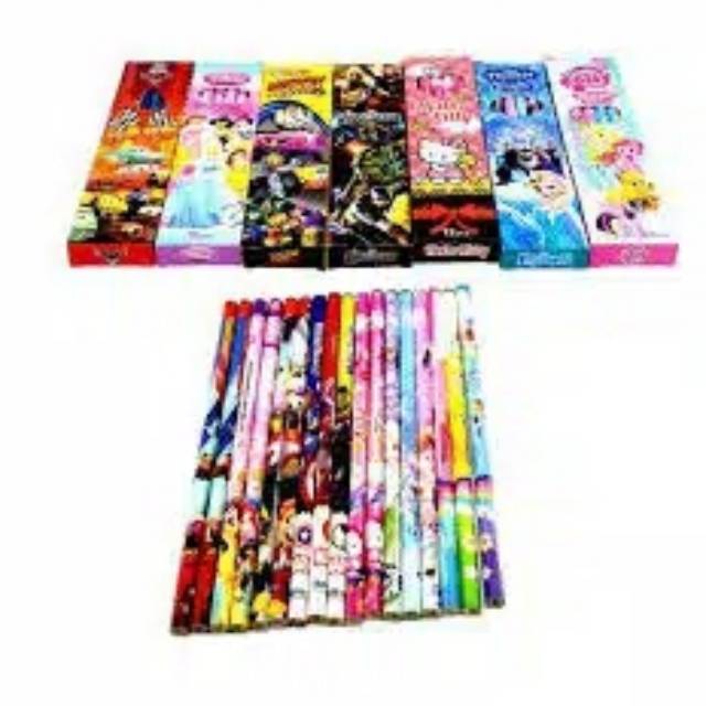 PENSIL KAYU 2B MOTIF KARAKTER ISI 12 PCS