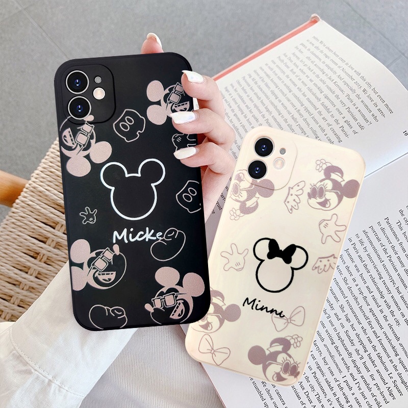 Casing Iphone 6 6s 7 8 Plus 13 11 Pro Max Xr X Xs Max Se 2020 iPhone 12 Pro Max 12 mini Gambar Kartun Mickey Minnie Warna Coklat Matte Ptu