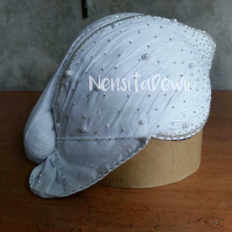 Blangkon Pengantin Jogja Payet / Putih