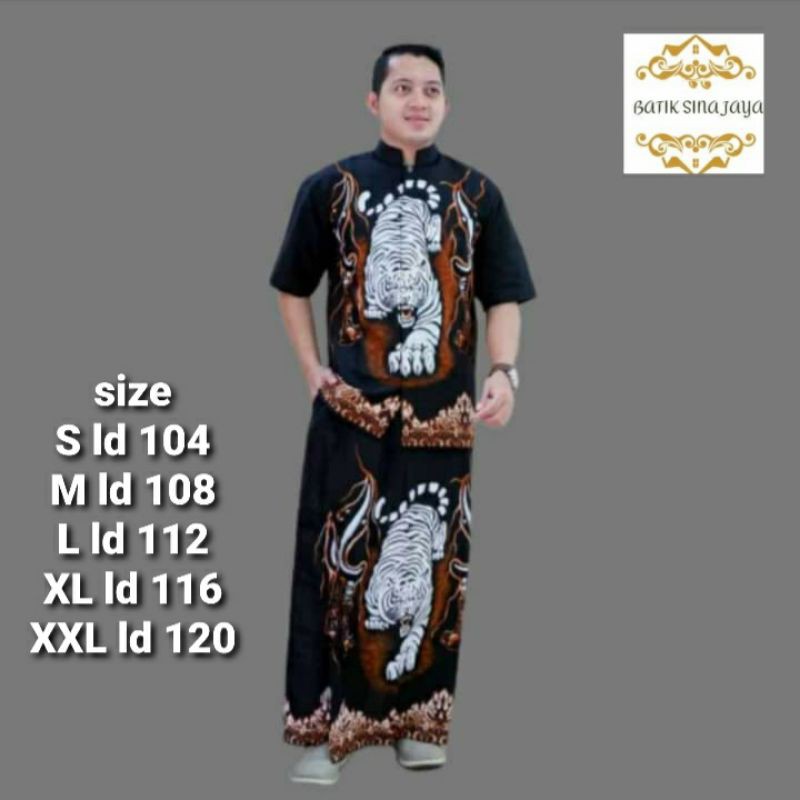 Sarung Setelan Baju Koko Batik Solo Pria Dewasa Macan Kujang