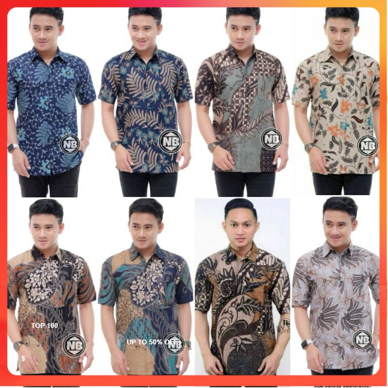 COD Zahira Batik HRB026 Kenongo Hem Kemeja Batik Pria Lengan Pendek  Katun Primis Halus M L XL XXL