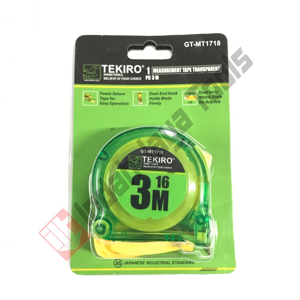 TEKIRO Meteran 3 M Transparan - Rol Matic Meter 3 meter 3M