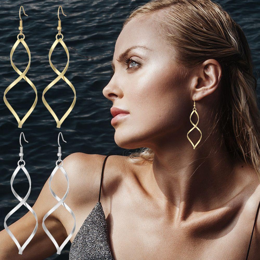 Preva Anting Juntai Anting Statement Wave Drop Earrings Anting Twist Anting Panjang