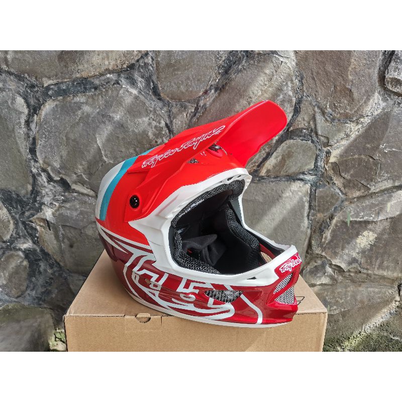 Helm Sepeda DH Mtb Downhill BMX Troy Lee Designs TLD D3 fiberlite Slant white red