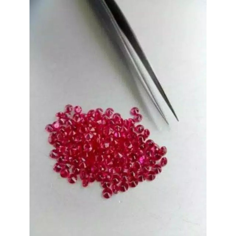 1.25 - 2 MM Permata Tabur Red Pink Ruby Syntetic Corundum