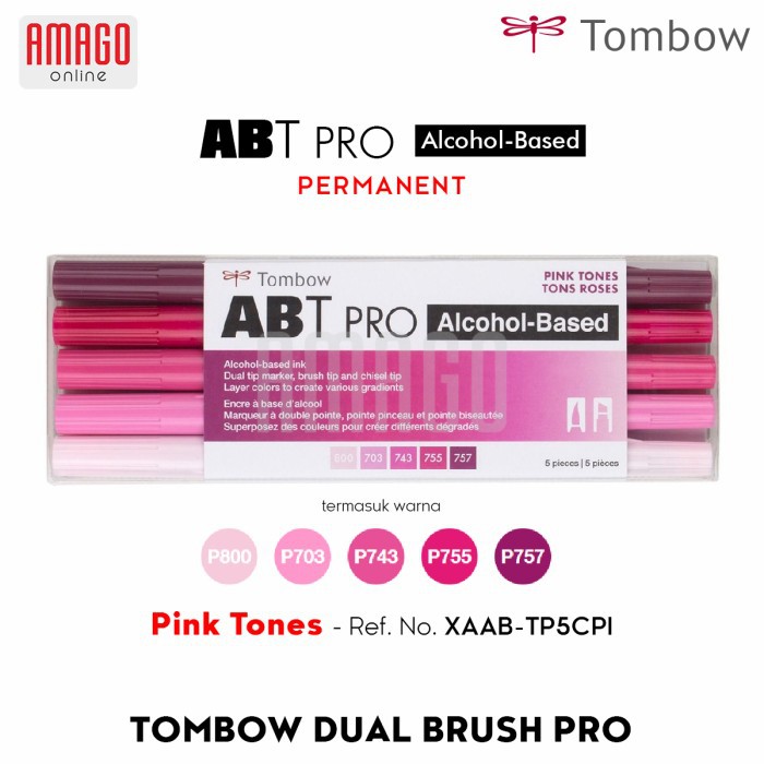 TOMBOW Dual Brush Pen ABT PRO - PINK TONES - 5 packs - XAAB-TP5PI