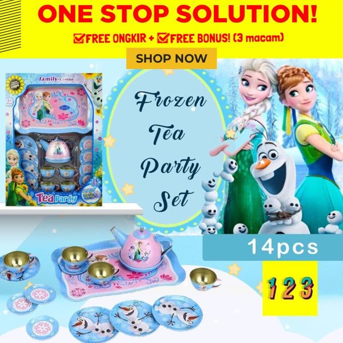 Mainan Anak Perempuan Masak Masak Tea Party Tea Set Frozen Elsa Ana