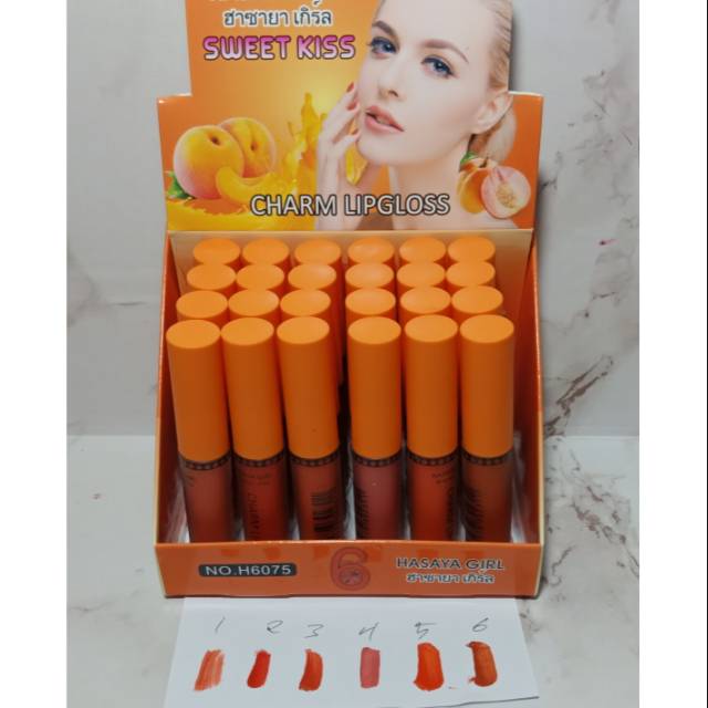 PROMO PER 6PCS LIP GLOSS LIP CREAM LIP MATTE HASAYA GIRL CHARM SWEET / PEACH