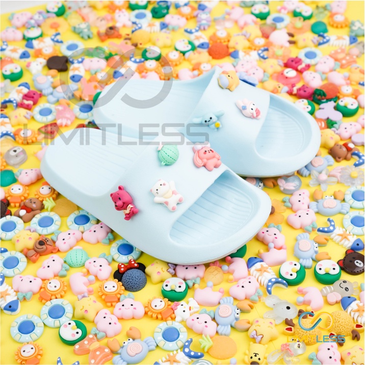 Sandal Karet Anak Slip On Stiker Clay 3D Sendal Selop Anak Perempuan Laki Laki Rumah Empuk Sandal Anak Import