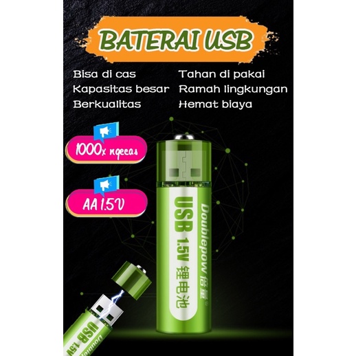 BATERAI CHARGE / BATERAI USB CHARGE/ BATERAI AA BISA DICHARGE