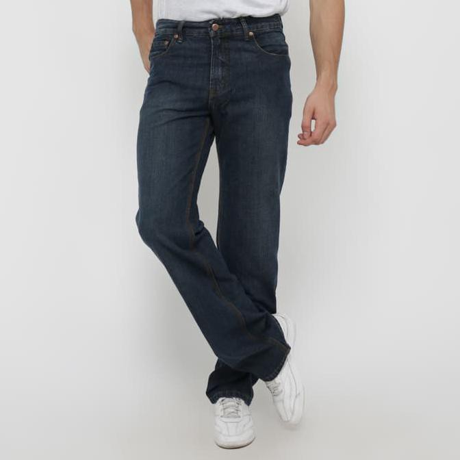 New Product Edwin Celana Jeans Edw 512-27-Eco Regular Fit Pria Panjang Biru Tua - Biru, 32 Free