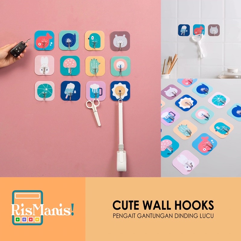 CUTE WALL HOOKS - Cantolan Pengait Baju Gantungan Dinding Hiasan Kamar Dapur Toilet Motif Hewan Lucu