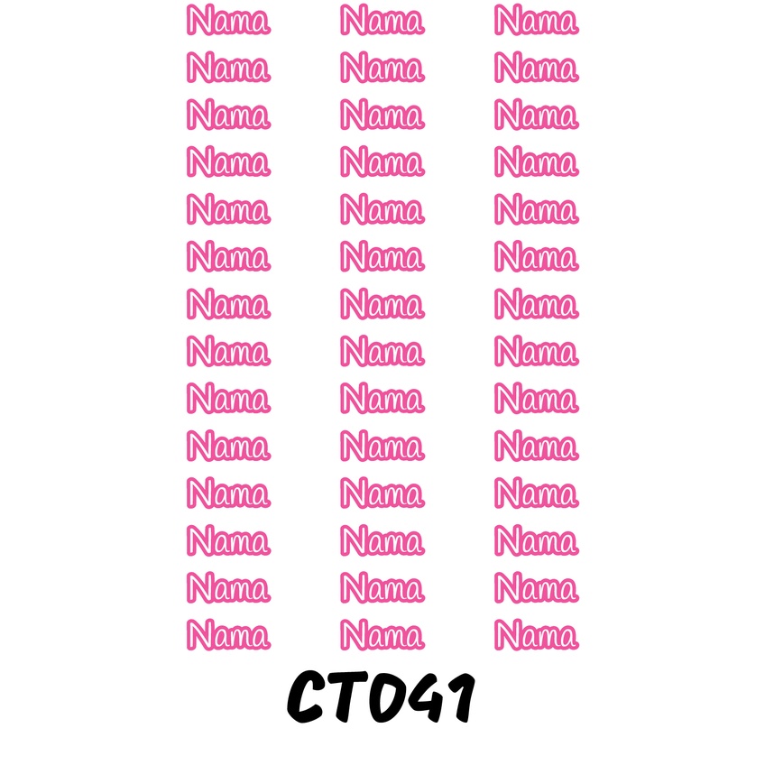 

Sticker Nama Cutting Label Waterproof Tahan Air Text 41 (CT041)