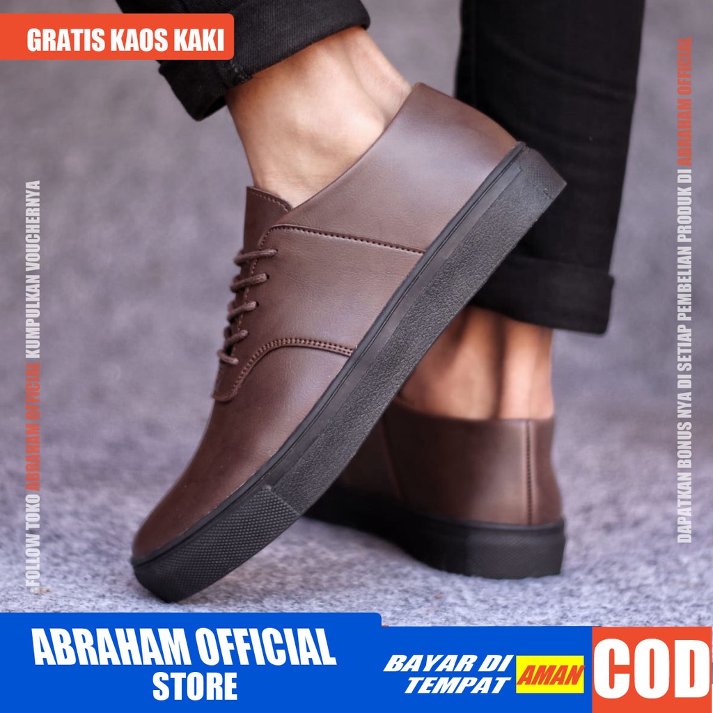 ABRHM x AUTH Sepatu Sneaker Pria Sepatu Pria Casual Sneakers Ori Kulit Pu Cowo/Cowok Sepatu Kasual Semi Formal Kerja Kantor Kuliah Gaya Santai Keren Kekinian Original Murah Terlaris