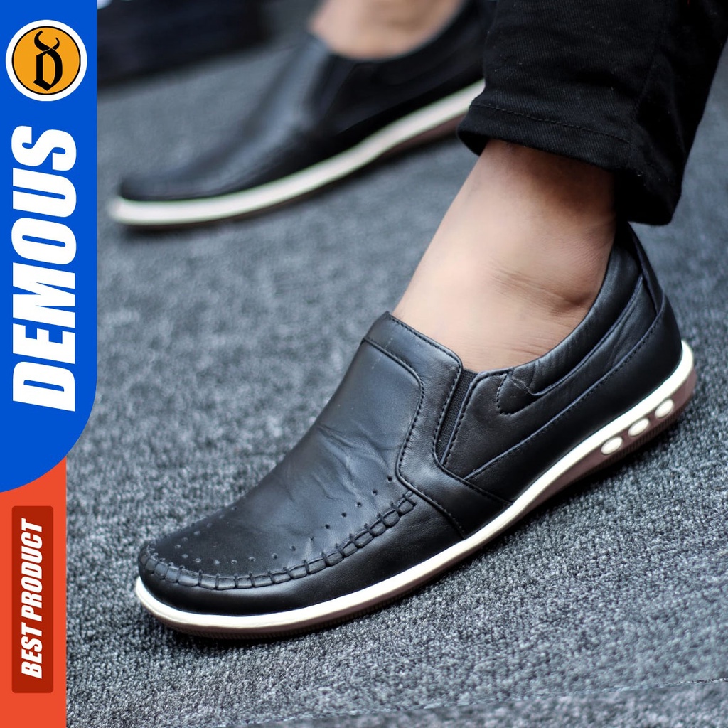 DEMOUS Ginyu - Sepatu Slip On Casual Pria Kulit Asli