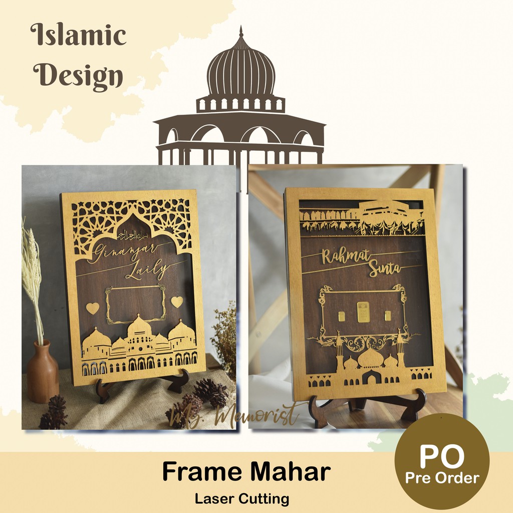 Frame mahar laser cutting Islamic Design Mahar Laser Plywood Akrilik
