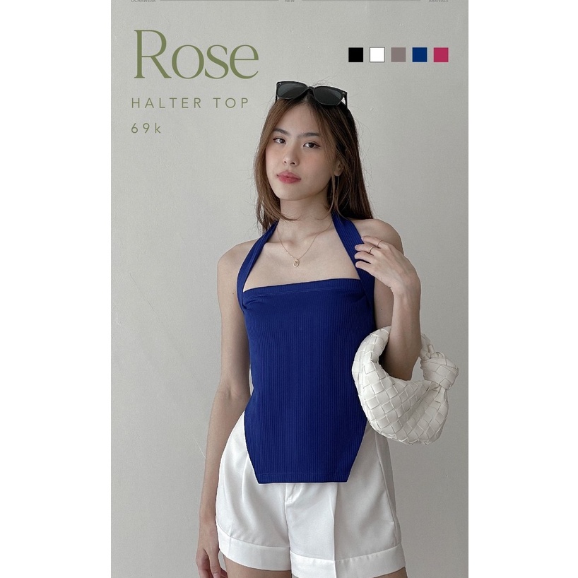 Rose Halter Top —— Ocha Wear | Premium Knit Wanita | Tanktop Camisole Side Cut Out | Atasan Murah Berkualitas