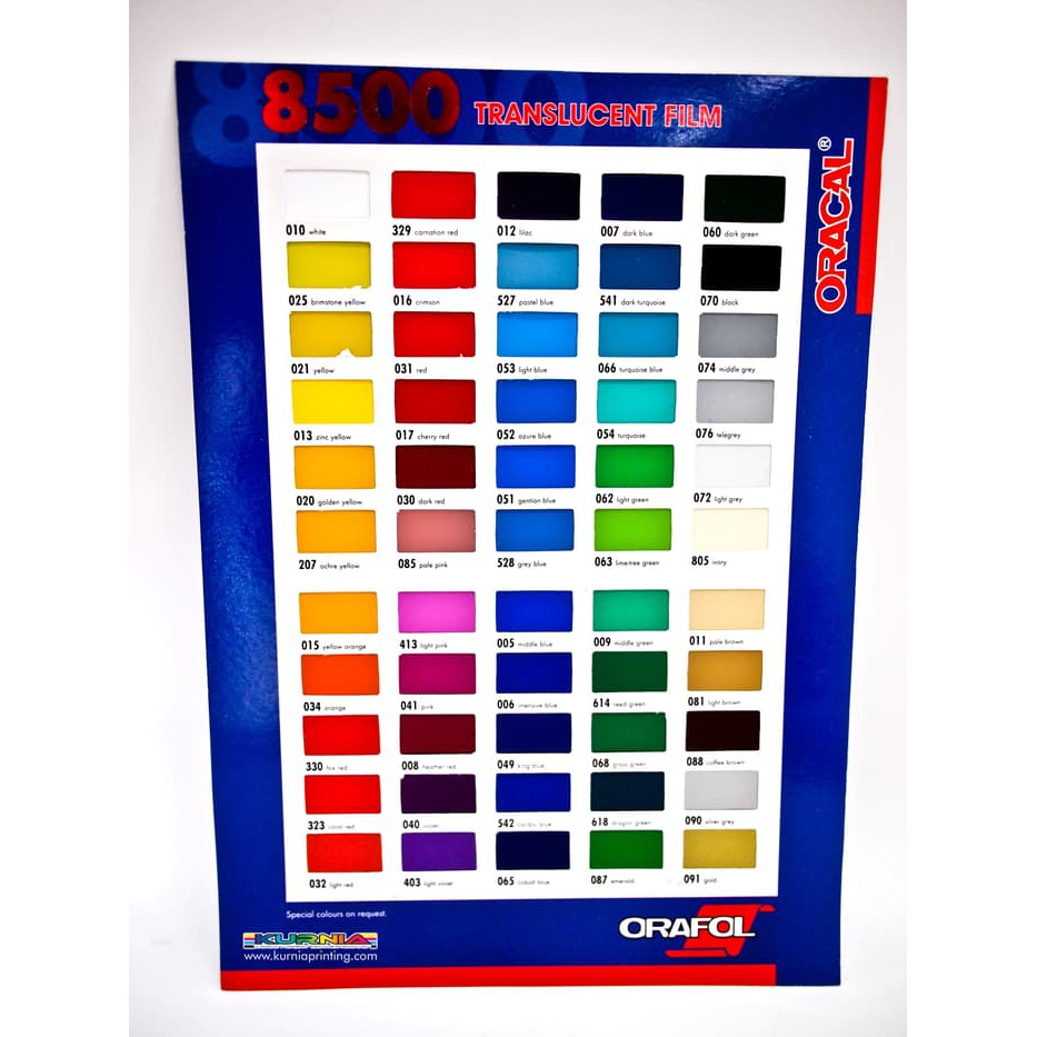 

Baterai Alkaline - Tinta Stempel - Plastik Wraping Stiker Oracal 8500 Translucent Film Produk