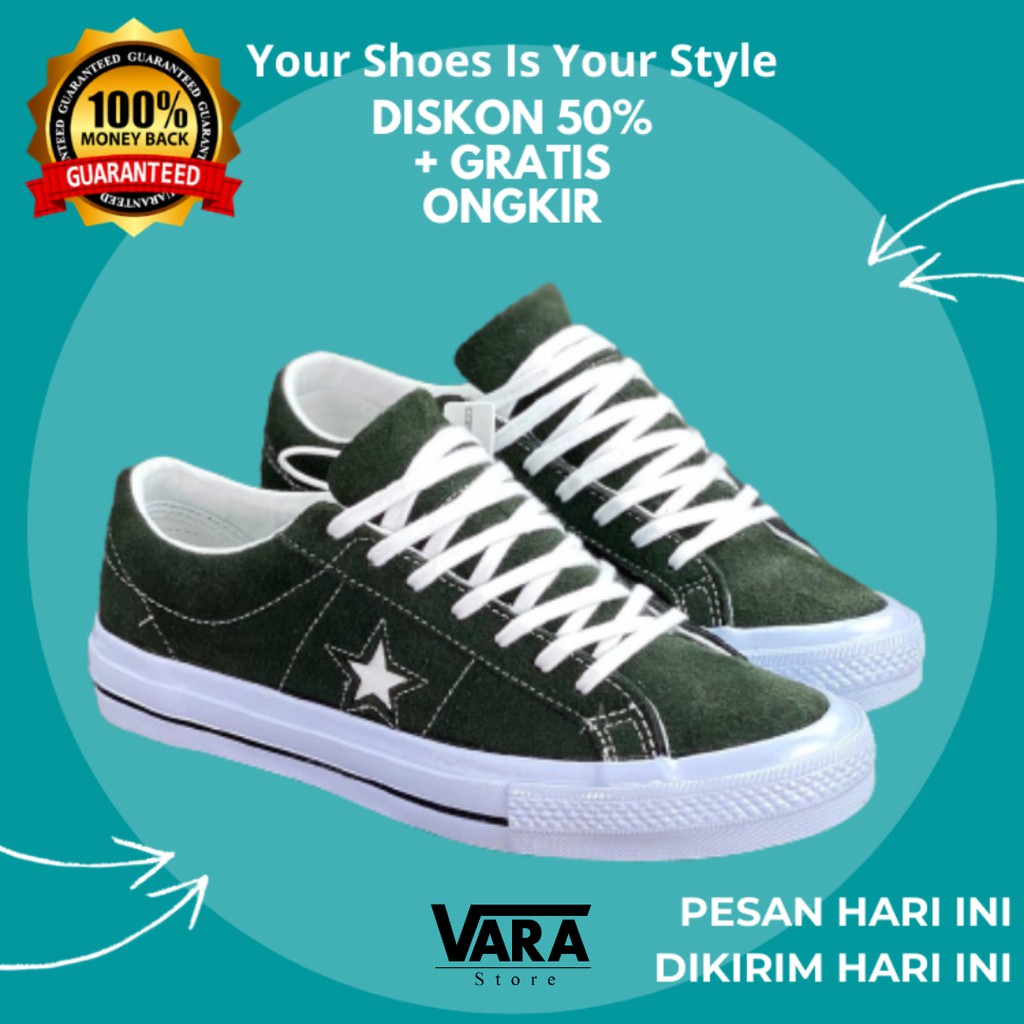 (BISA GRAB) CONVERSE ONE STAR KHAKI KHAKI WHITE / SEPATU CONVERSE ONE STAR PREMIUM