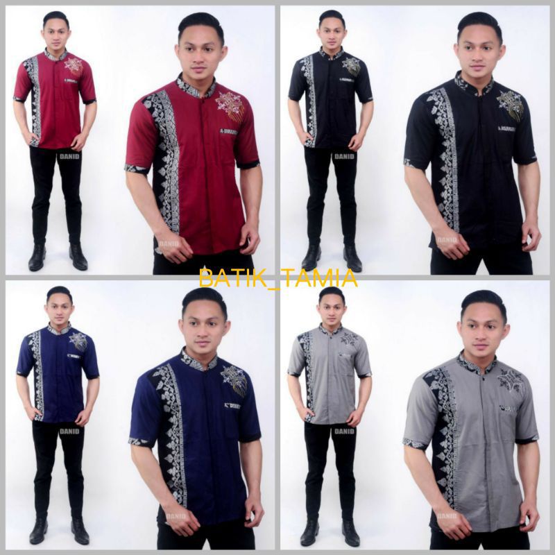Baju Koko pria lengan pendek kombinasi batik murah terbaru keren bisa cod