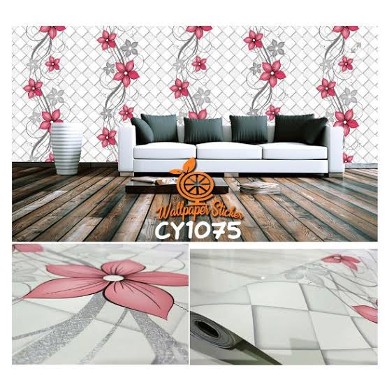 [ COD Bayar Di Tempat ] WALLPAPER STIKER DINDING MURAH Motif Bunga Bintang CY1075