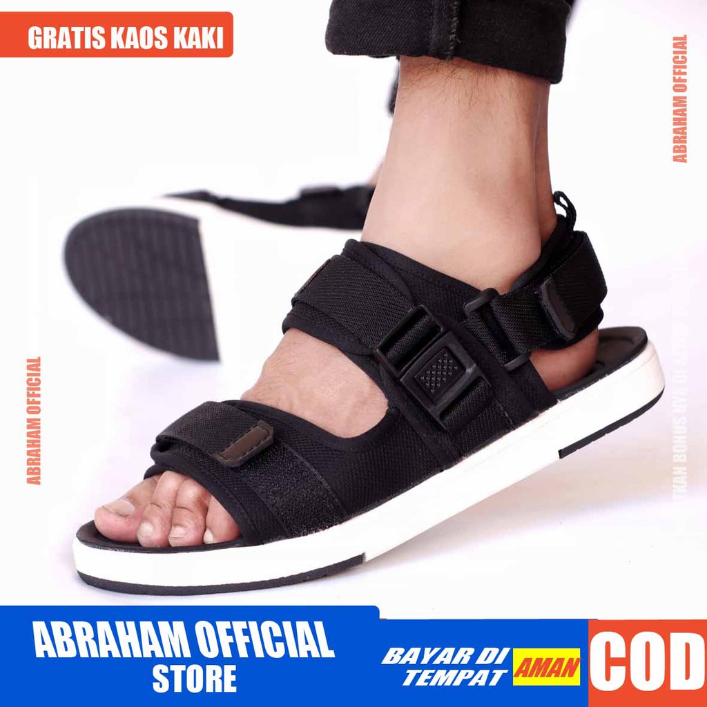 ABRAHAM Sandal Slide Pria Slop Gunung Cowok Sendal Selop Kekinian Hitam Pria