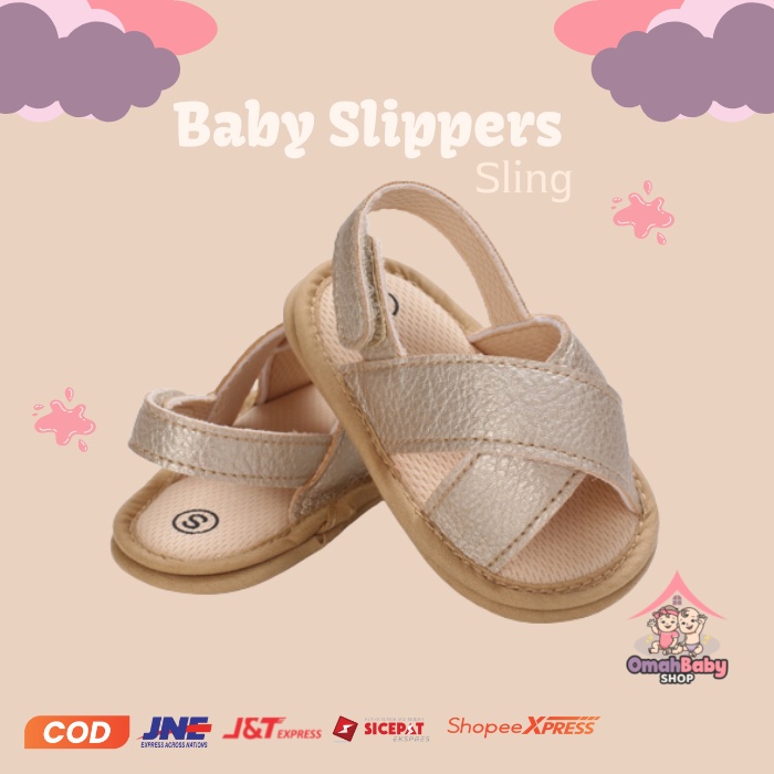 Sandal Bayi Perempuan Slempang Sling Umur 0 - 12 Bulan Sepatu Sendal Anak Bayi Pink On Slip Lucu Umu
