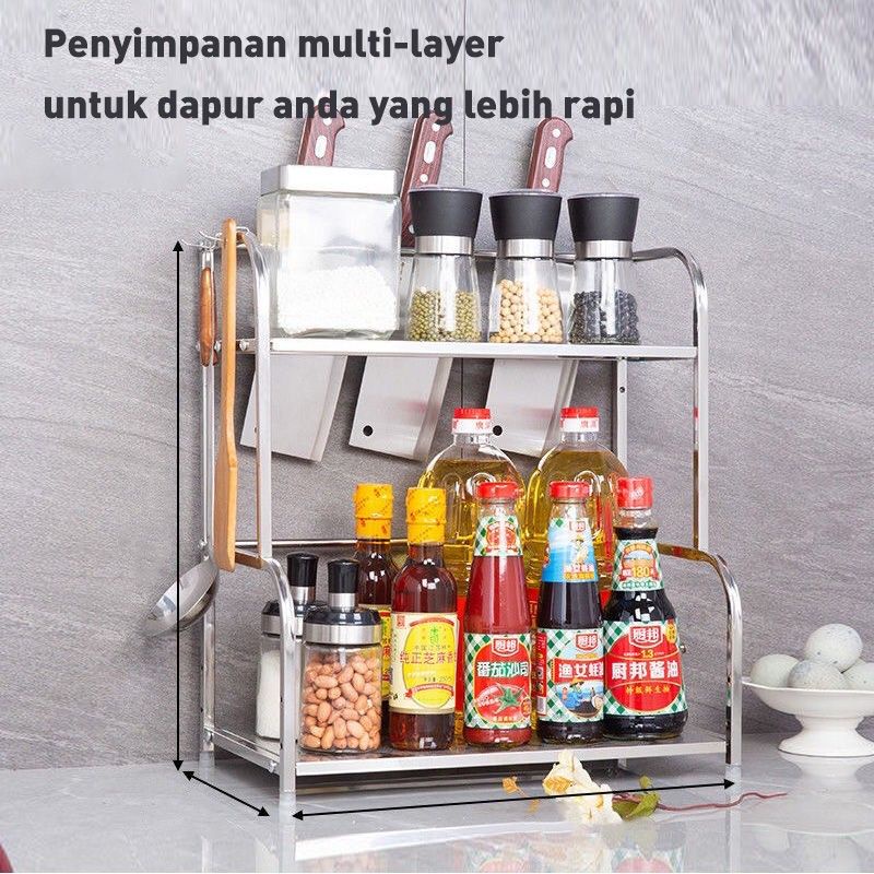 Rak Bumbu Dapur 2 Susun Stainless