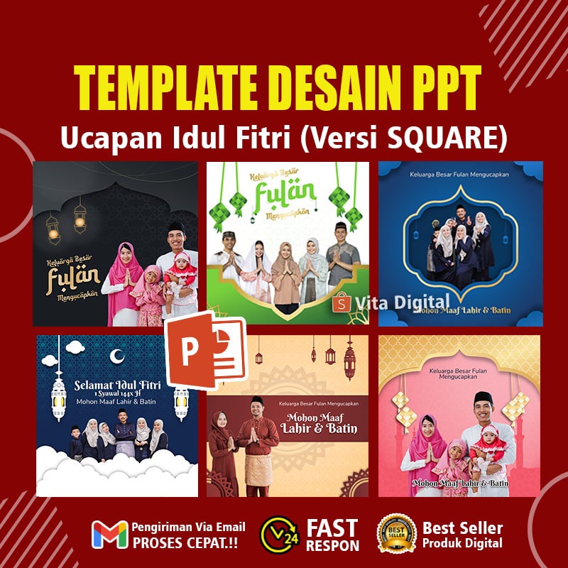 30 TEMPLATE  PPT IDUL FITRI | TEMPLATE VIDEO RAMADHAN VERSI SQUARE + TUTORIAL