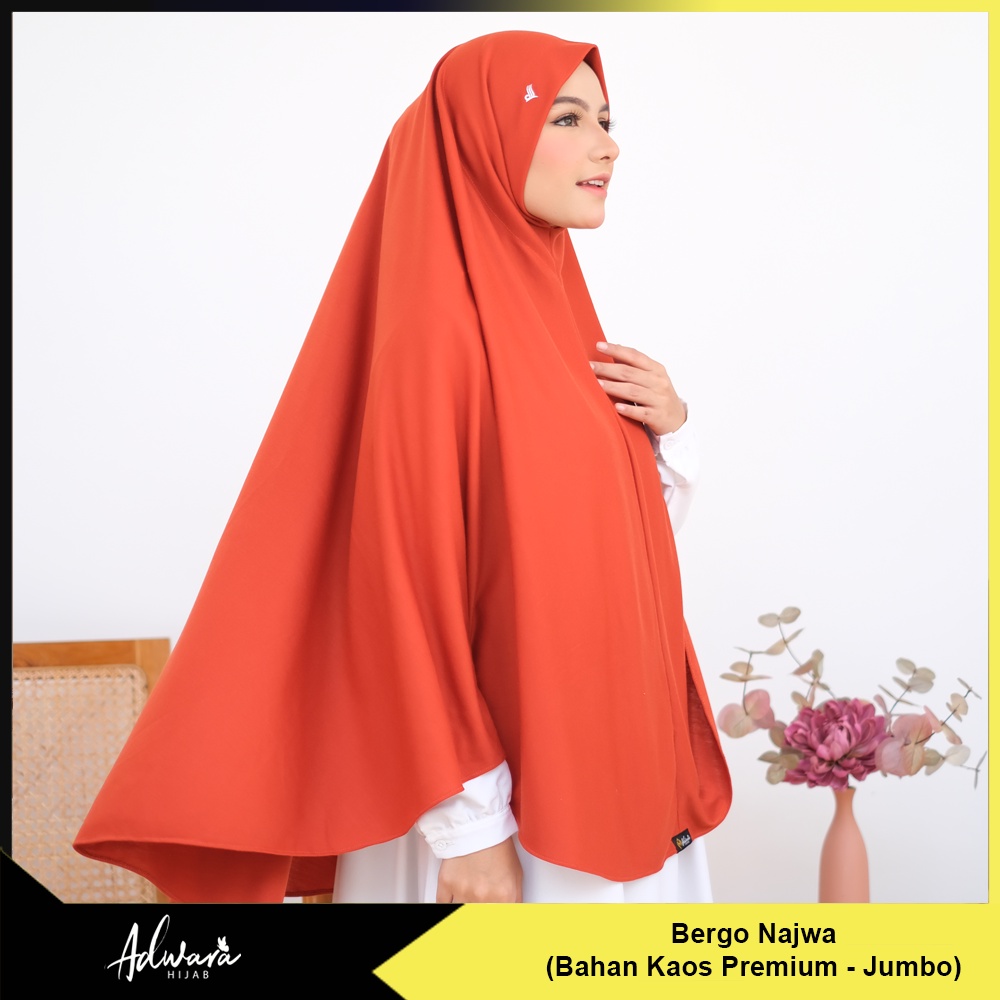 ADWARA HIJAB Jilbab Najwa Non Pet Size Jumbo Kaos Premium (Tebal dan Adem)