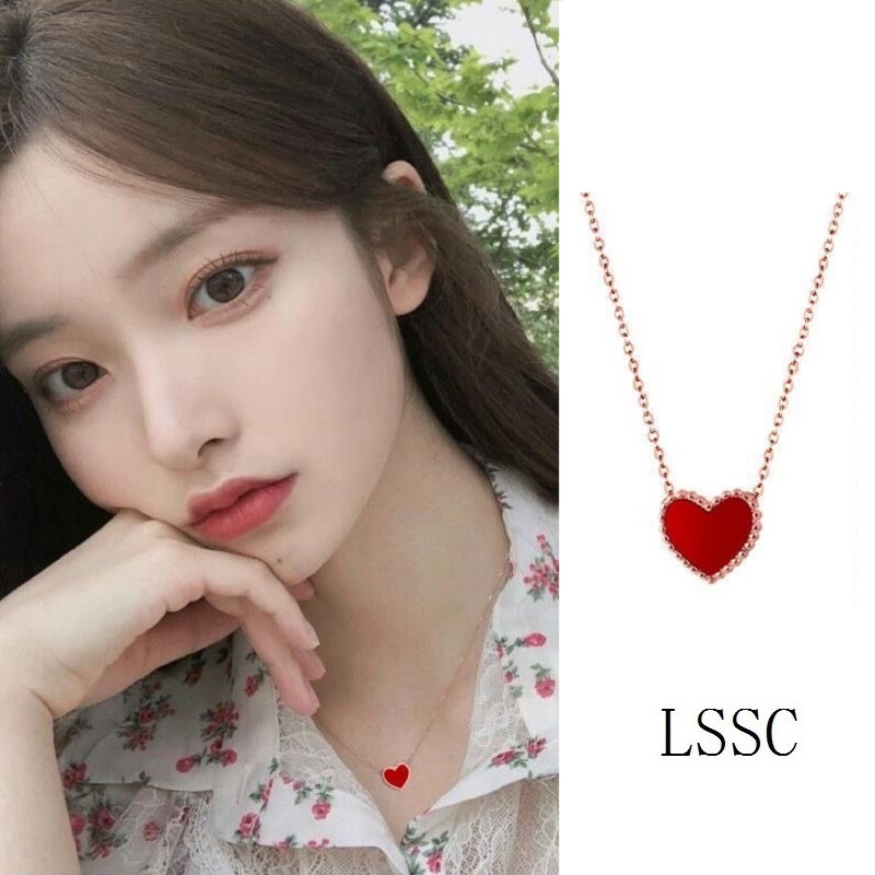 Kalung Titanium Anti Karat Liontin Hati Dua Sisi Beruntung Perhiasan Wanita Fashion Korea