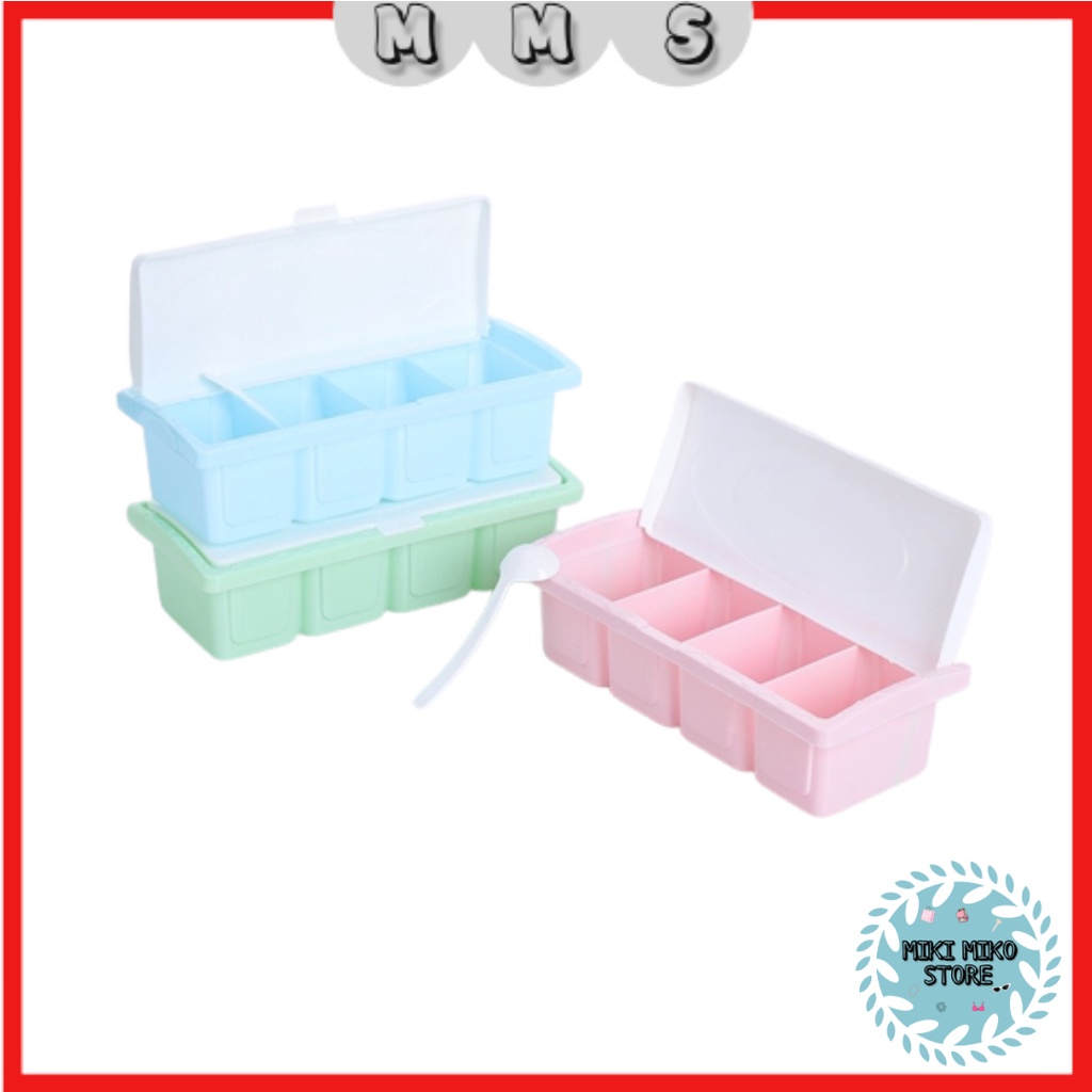 MMS HL0244 Tempat Bumbu Dapur 4 Sekat Wadah Tempat Garam Gula Rak Kotak Serbaguna Kitchen Set Murah 