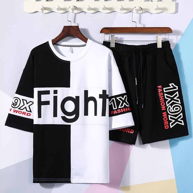 ALIPIO FASHION -BISA COD / STELAN VEG / SATU SET / baju pria termurah / baju pria lengan pendek