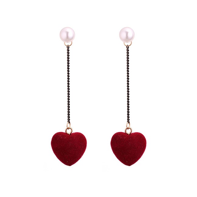 LRC Anting Tusuk Lovely Heart Shape Decorated Y5889X