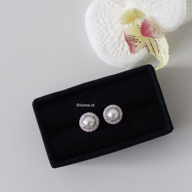 LUNE | Wedding Collection - Zirconia Pearl Daily Stud Earrings - Anting Bridal Tusuk Wanita Korea