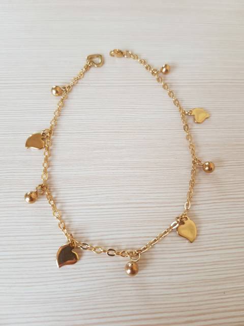 SET Gelang Tangan &amp; Gelang Kaki Love  TITANIUM gold Import Antikarat
