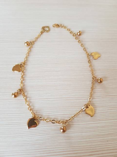 SET Gelang Tangan &amp; Gelang Kaki Love  TITANIUM gold Import Antikarat