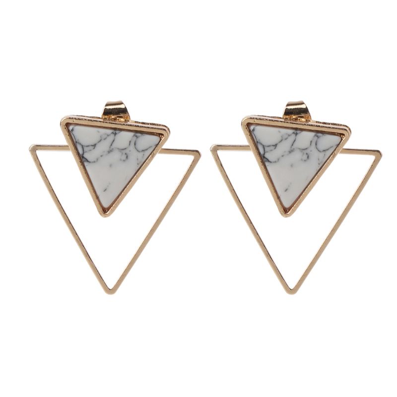 SIY  Bohemian Turquoise Geometric Round Triangle Square Hoop Stud Jacket Earrings