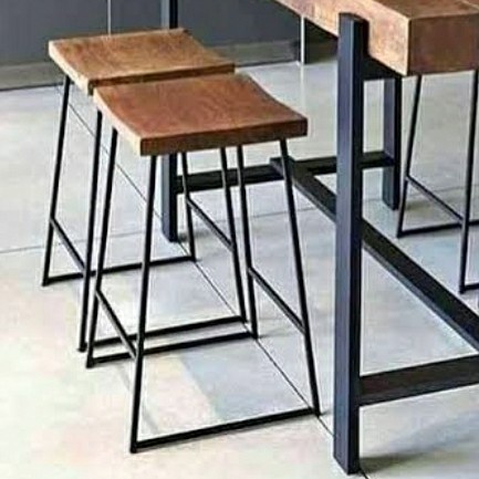 Kursi Kayu - Kursi Cafe, Kursi Bar Murah, Kursi Makan Besi Dan Kayu Tinggi 60Cm