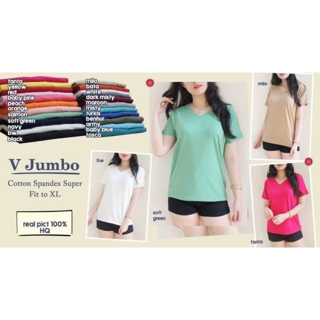 Kaos Wanita V Neck Jumbo / Baju Fashion Wanita