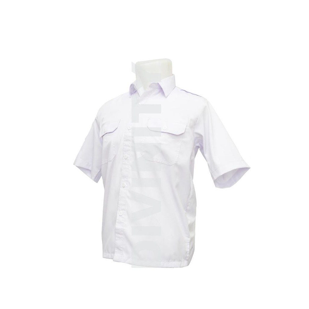 Baju Kemeja Pilot Putih Seragam Pdh Ob Satpam Bahan Drill Top Quality