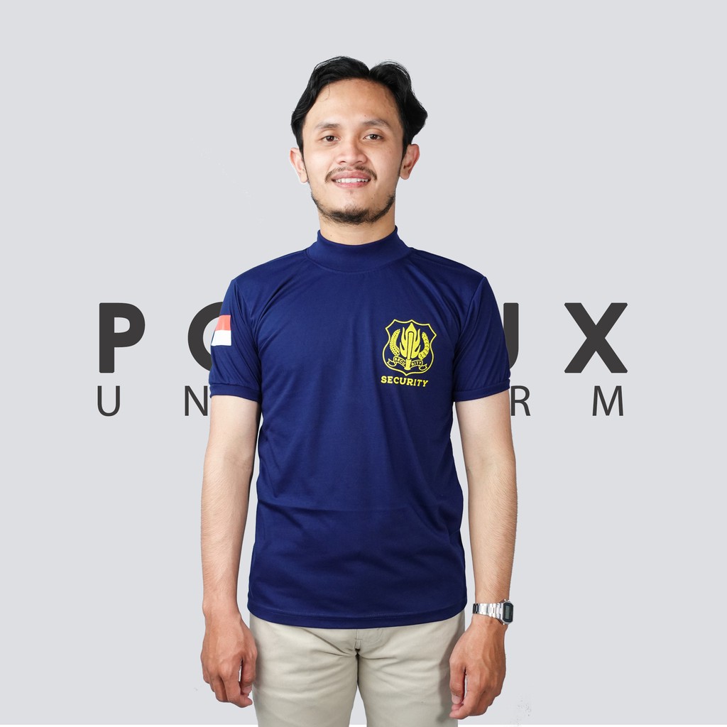 Kaos Dalam Dinas Security / Satpam Tangan Pendek Kerah Tinggi Warna Coklat Hitam Navy Model Slimfit