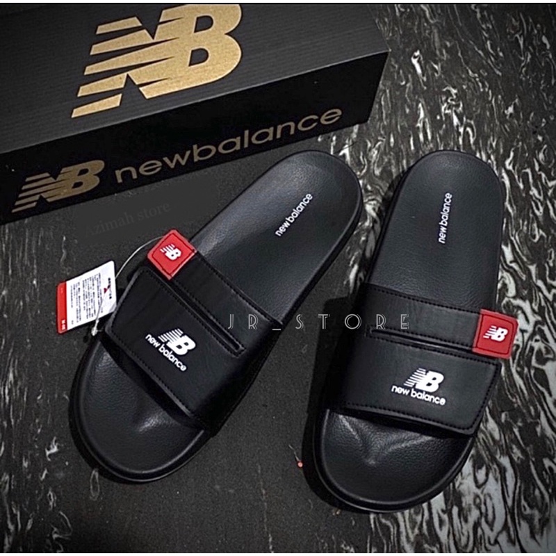 sandal slip-on premium  || MIROR ||  motif embose full Black +free boxs
