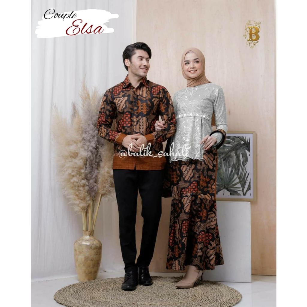 KHANSABATIK [ADA JUMBO] BASEERA BAJU COUPLE BATIK KEMEJA PRIA KEBAYA TERBARU MODERN WANITA BROKAT  Baju Pasangan