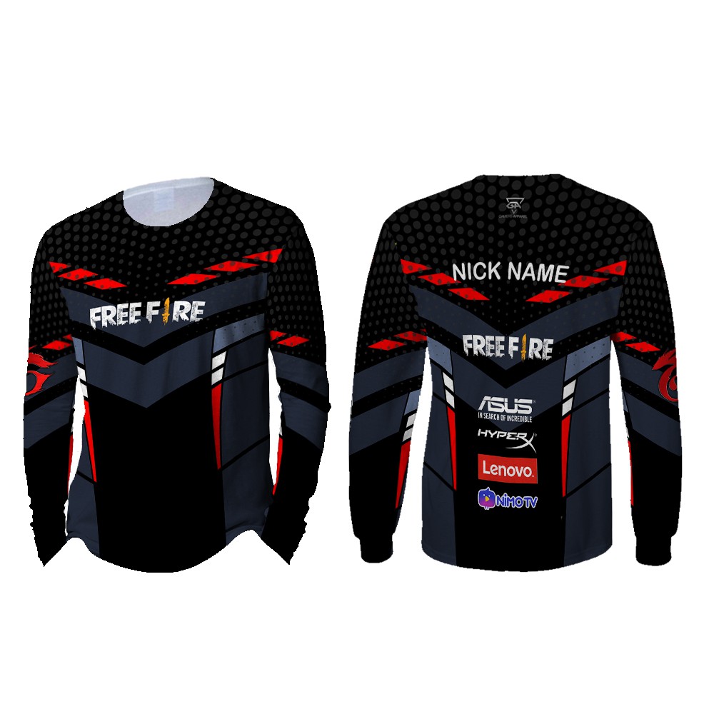 Kaos Pria Printing Lengan Panjang Design Esports Gamers Jersey Free Fire 3d Fullprint Sublimation Shopee Indonesia