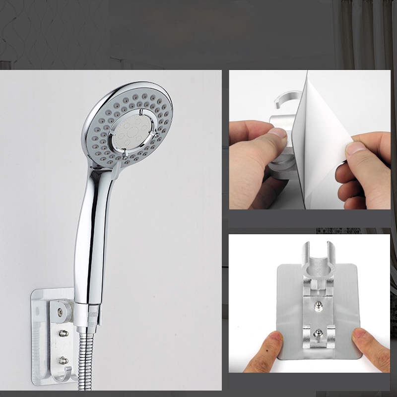 Adjustable Shower Head Holder Self-adhesive Punch Gratis Dinding Shower Nozzle Bracket Stand Rak Aksesoris Kamar Mandi